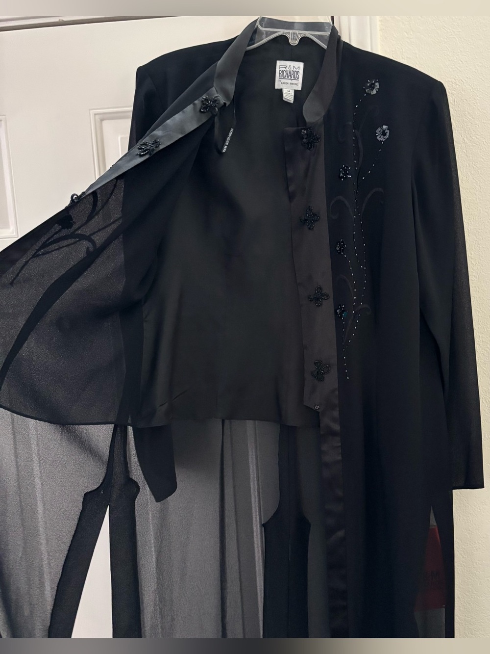 Elegant Black Embellished Longline Jacket